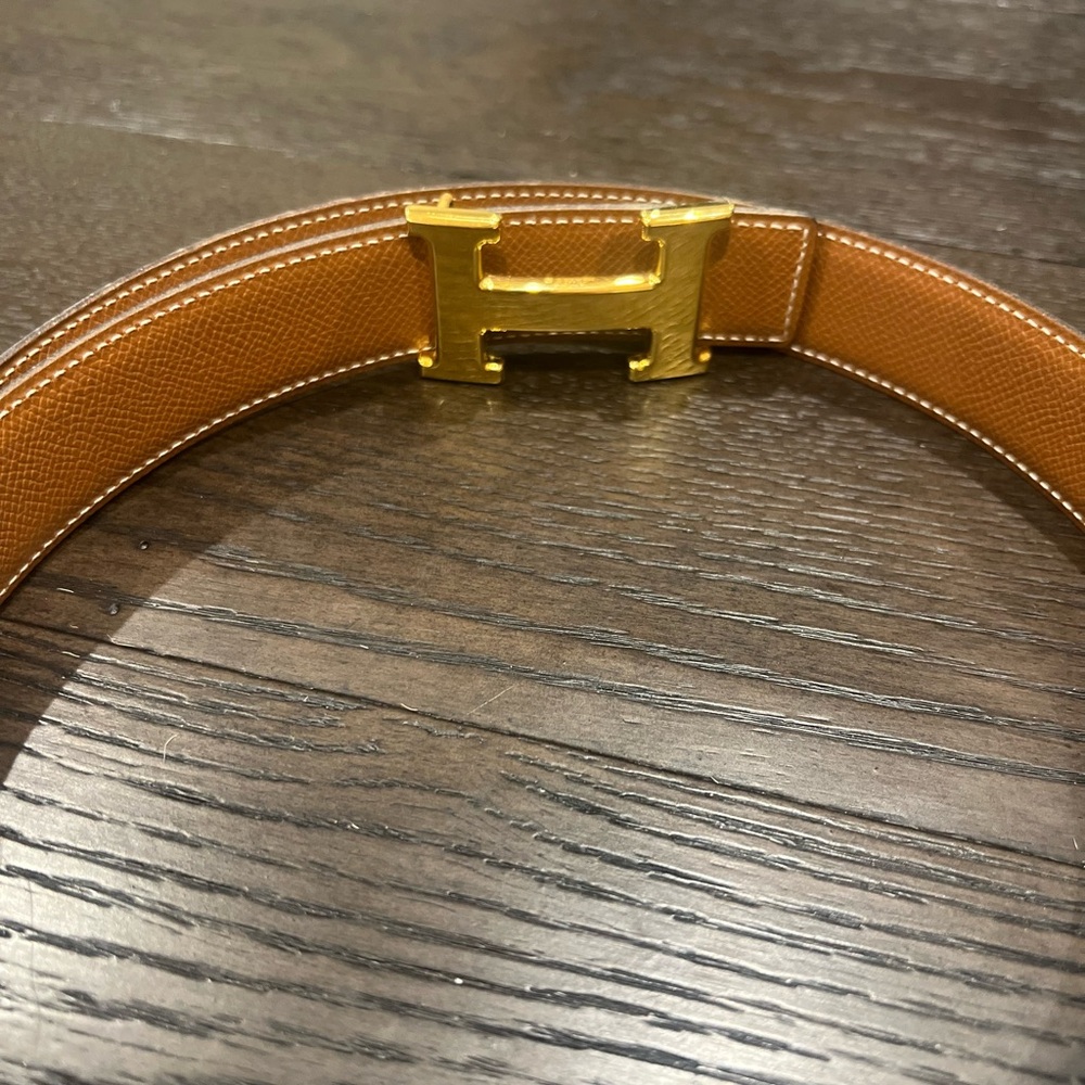 Hermes Constance Reversible Tan & Black belt and Gold with Iconic H Buckle